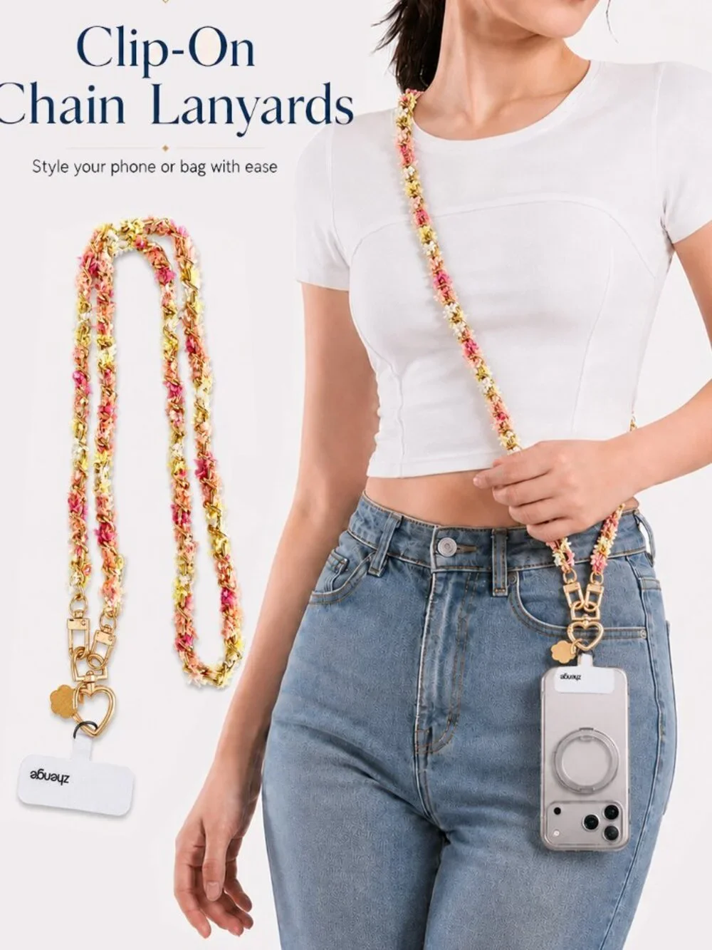 fashion Phone Crossbody Lanyard with Tether Patch